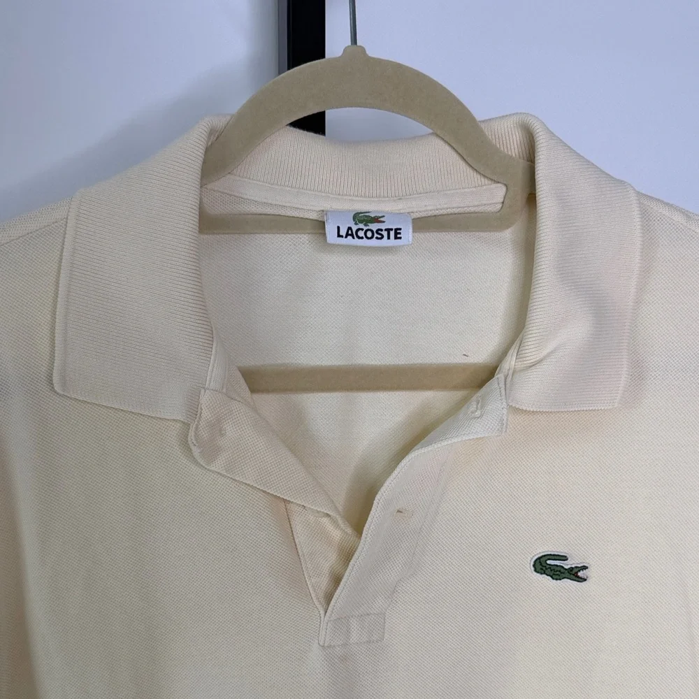Lacoste Cream Polo Shirt Classic Crocodile Logo Size 6 (L)